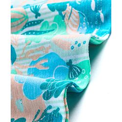 Babyhug Cotton Knit Half Sleeves Frock with Bloomer Tropical Print - Multicolour