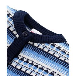 Babyhug Knit Full Sleeves Front Open Sweater Set with Aztec Design & Cap - Navy Blue