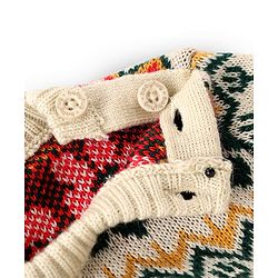 Babyhug Knitted Full Sleeves Floral Designed Pullover Sweater Set - Beige