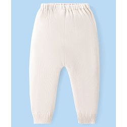 Babyhug Full Length Solid Sweater Knit Fleece & Woollen Pants - Off White