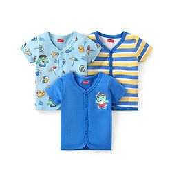 Babyhug 100% Cotton Knit Vests with Crocodile Print & Stripes Pattern Pack of 3 - Multocolor