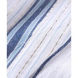 Babyhug Cotton Woven Cold Shoulder Striped Top & Denim Shorts Set - Blue & White