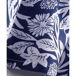 Babyhug Cotton Knit Frill Sleeves Frock With Floral Print - Navy Blue