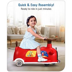Babyhug Little Explorer Space Theme Kids Retro Swing Car| LED Lights and Music |Baby Magic Car|Toy Car | Push Car | Ride On Car |ABEC 7 Bearing|Weight Capacity Upto 50-KGS | Red