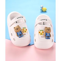 Cute Walk by Babyhug Clogs with Backstrap Bear Applique - White