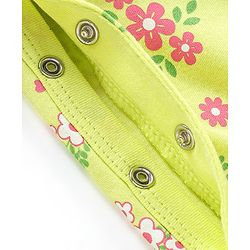 Babyhug Cotton Full Sleeves Sleepsuit With Floral Print - Green