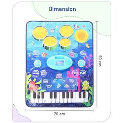 Babyhug 9-in-1 Musical Playmat with Piano, Drum & AUX Support|Sensory & Auditory Stimulation|24 Keys, 8 Instruments, 10 Demos|Easy-to-Clean, Gift-Ready|3+ Years|BIS Certified|L*B: 90x70 cm