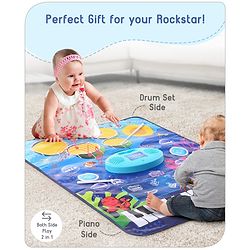 Babyhug 9-in-1 Musical Playmat with Piano, Drum & AUX Support|Sensory & Auditory Stimulation|24 Keys, 8 Instruments, 10 Demos|Easy-to-Clean, Gift-Ready|3+ Years|BIS Certified|L*B: 90x70 cm