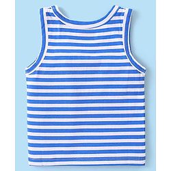 Babyhug 100% Organic Cotton Knit Sleeveless Set of  Vests with Striped & Bear Print Pack of 3 - Multicolour