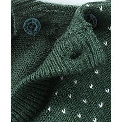 Babyhug Knit Full Sleeves Sweater Set With Reindeer Design - Green