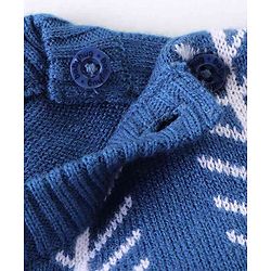 Babyhug Knit Full Sleeves Sweater Set With Cable Knit & Chevron Design - Blue