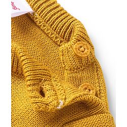 Babyhug Knitted Full Sleeves Pullover Sweater Set with Stripes & Colour Block Design - Mustard