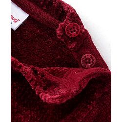 Babyhug Knitted Full Sleeves Pullover Sweater With Bow Design & Sequined - Maroon