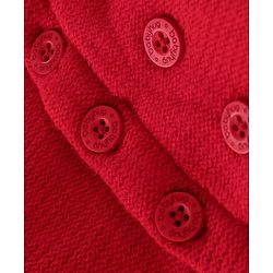 Babyhug Knit Raglan Full Sleeves Solid Front Open Hooded Sweater - Red