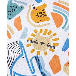 Babyhug Interlock 100% Cotton Knit Full Sleeves Front Open Vests with Animals & Striped Print Pack of 3 - Blue & White