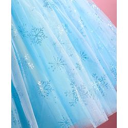 Babyhug Woven Sleeveless Party Frock with Snowflake Print & Bow Applique - Blue