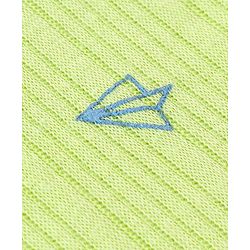 Babyhug Cotton Full Sleeves Front Open Thermal Vest And Leggings with Aeroplane Print - Lime Green