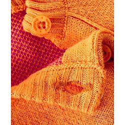 Babyhug Knitted Full Raglan Sleeves Pullover Sweater Set With Floral Design - Orange