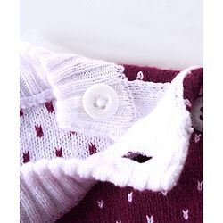 Babyhug Knitted Full Sleeves Pullover Sweater Set With Duck Design - Wine