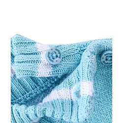 Babyhug Knitted Full Sleeves Pullover Sweater Set with Cap & Chevron Design - Navy Blue