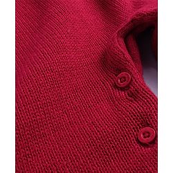 Babyhug Sweater Knit Winter Wear Solid Dungaree & Full Sleeves Inner Tee - Dark Red & White