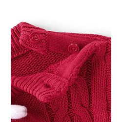 Babyhug Sweater Knitted Full Sleeves Winter Wear Romper With Cable Knit Design & Bow - Red