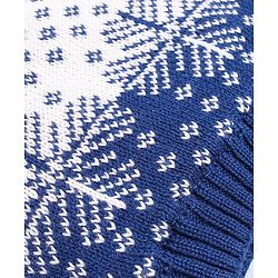 Babyhug 100% Cotton Organic Woollen Caps With Mittens Snow Print - Blue & White