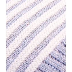 Babyhug 100% Cotton Organic Woollen Striped Caps With Mittens - Grey & White