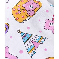 Babyhug 100% Cotton Bonnet Cap with Knot Polka Dot & Bear Print Pack of 2 - Pink