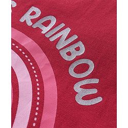 Babyhug 100% Cotton Knit Full Sleeves Top with Rainbow Graphics & Frill Detailing- Maroon
