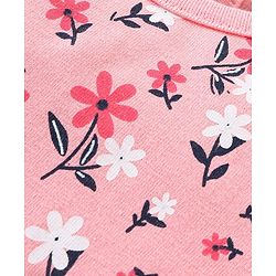 Babyhug 100% Cotton Knit Full Sleeves T-Shirt with Floral Print -Pink