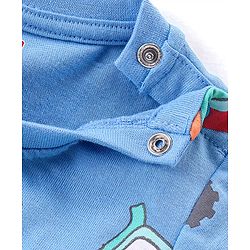 Babyhug Cotton Knit Half Sleeves Night Suit with Construction Vehicles Print - Blue