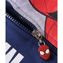 Babyhug Marvel Front Open Full Raglan Sleeves Hooded Sweat Shirt With Spider Man Graphic - Navy Blue