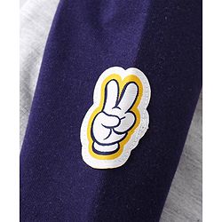 Babyhug Disney Cotton Knit Full Raglan Sleeves High Neck Sweatshirt With Mickey Mouse Graphics - Grey