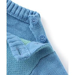 Babyhug Knit Full Sleeves Sweater Set with Colour Block Design & Moo Patch Detailing - Green