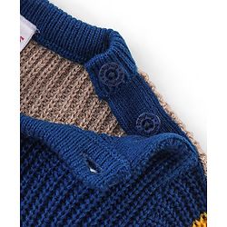 Babyhug Knitted Full Sleeves Sweater Set with Colour Block Design - Multicolour