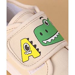 Cute Walk by Babyhug Casual Shoes with Velcro Closure & Dino Print - Beige