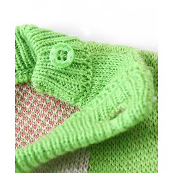 Babyhug Knit Full Sleeves Sweater Set With Hearts Design - Green