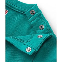 Babyhug Cotton Knit Full Sleeves Night Suit with Wild Animal Print - Sea Green