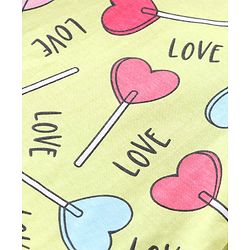Babyhug Cotton Knit Full Sleeves Night Suit With Hearts Print - Green