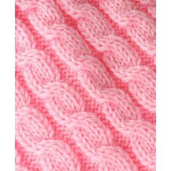 Babyhug Woollen Cable Knit Design Cap With Pom Pom - Pink