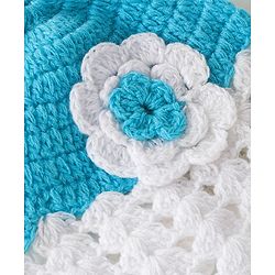 Babyhug Woolen Knitted Crochet Design Cap - Blue & White