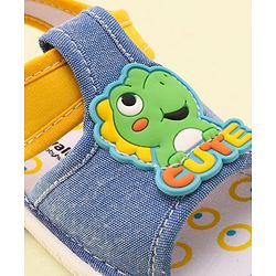 Cute Walk by Babyhug Slip On Musical Musical Sandals with Dino Applique & Velcro Closure - Denim