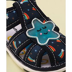 Cute Walk by Babyhug Musical Sandals with Velcro Closure & Star Applique - Navy