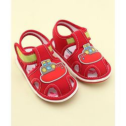 Cute Walk by Babyhug Musical Sandals with Velcro Closure & Ship Applique - Red