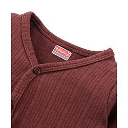 Babyhug Full Sleeves Front Open Solid Colour Thermal Vest & Leggings Set - Burgandy