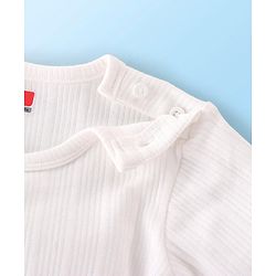 Babyhug Full Sleeves Solid Colour Thermal Vest Pullover & Pant - Off White