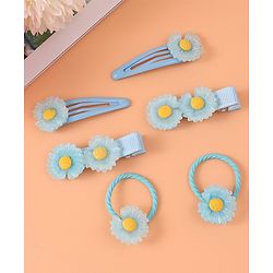 Babyhug Free Size Hair Pins & Clips with Floral Applique - Blue