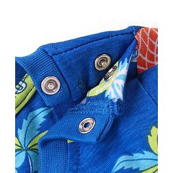 Babyhug Cotton Knit Half Sleeves Night Suit with Tropical Theme Print - Blue