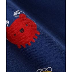 Babyhug Cotton Knit Half Sleeves Printed Night Suit - Navy Blue
